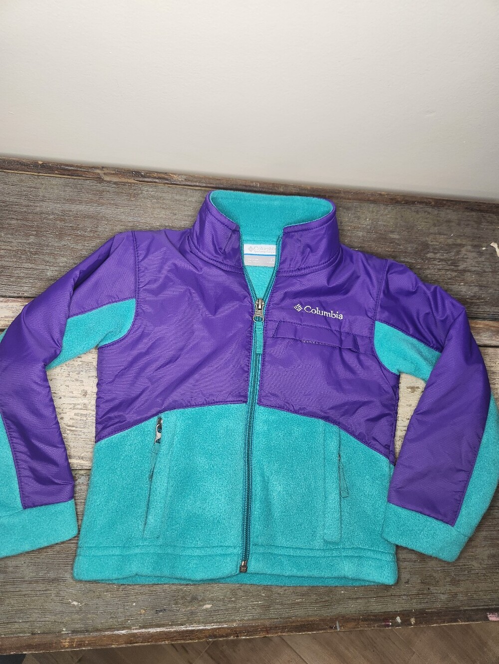 💕Columbia Little Girls' Benton Springs Fleece Jacket Size 3T Purple and Teal